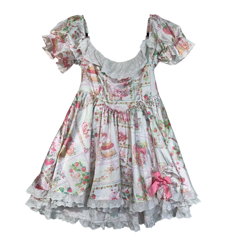 Dolls Kill x Strawberry Shortcake Tea For Two Mini Dress Whimsical Coquette Med